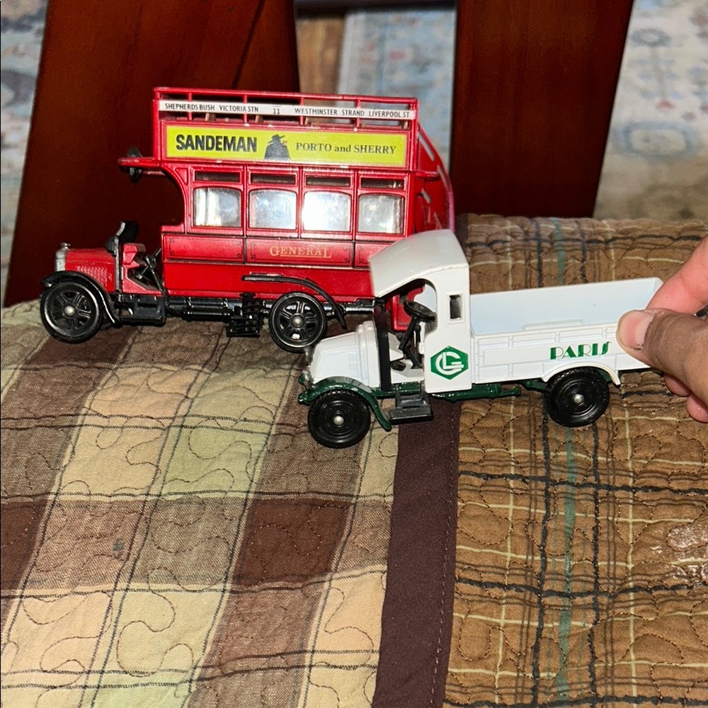 Red and White Vintage Toy Vehicles